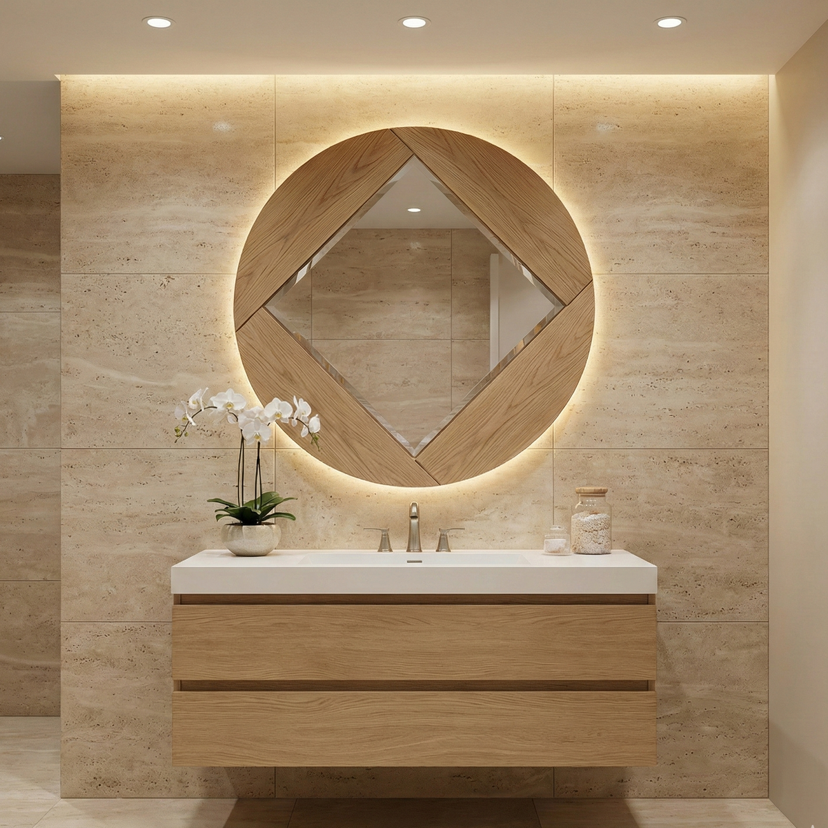 Miroir Rétroéclairé en Chêne – Collection Finero 90 cm