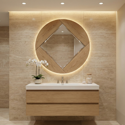 Miroir Rétroéclairé en Chêne – Collection Finero 90 cm
