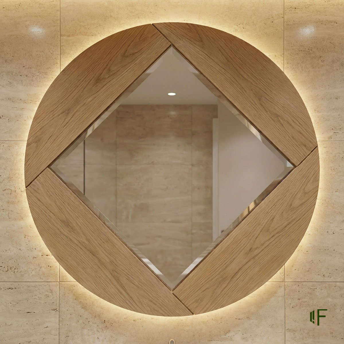 Miroir Rétroéclairé en Chêne – Collection Finero 90 cm