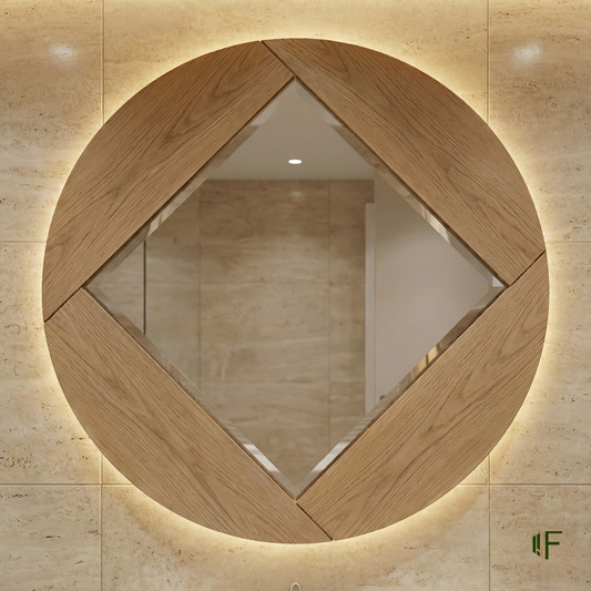 Miroir Rétroéclairé en Chêne – Collection Finero 90 cm
