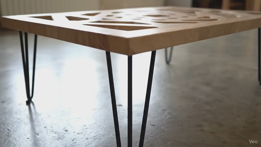 Table Basse Géométrique "Cénacle" – Bois Massif & Plexiglas Intégré 100 CM X 60 CM